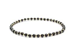 WORLD WIDE GEMS Black agate beaded bracelet, RONDELLE 3mm FEACTED 7INCH Sterling Silver Stacking Beaded Bracelet, Simple Layering, Dainty Gemstone Bracelet, Fine Jewelry, Minimalist, von WORLD WIDE GEMS