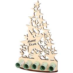 WORTGEFECHTE XL Geldgeschenk aus Holz|Geschenkidee|Gutscheinverpackung|witziges Geschenk|Geldgeschenk für Frauen und Männer (Weihnachtsbaum Sterne Merry Xmas) von WORTGEFECHTE
