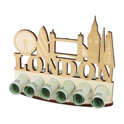 WORTGEFECHTE XL Geldgeschenk aus Holz London|Geschenkidee|Gutscheinverpackung|witziges Geschenk|Reisegutschein|Geldgeschenk für Frauen und Männer (London) von WORTGEFECHTE