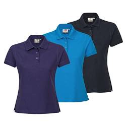 WORXWEAR 3er Set Damen Poloshirt Workwear Basic im Vorteilspack Berufskleidung der Marke, Größe:M, Farbe:dunkelblau-blau-lila von WORXWEAR