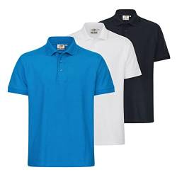 WORXWEAR 3er Set Herren Poloshirt Workwear Basic im Vorteilspack Berufskleidung der Marke, Größe:M, Farbe:dunkelblau-blau-weiß von WORXWEAR