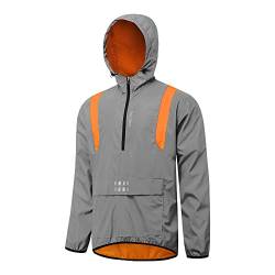 WOSAWE 360 Reflektierende Herren-Sportjacke, Winddicht Wasserabweisend Fahrradjacke Leicht Laufweste (Jacke mit Kapuze Orange L) von WOSAWE