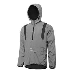 WOSAWE 360 Reflektierende Herren-Sportjacke, Winddicht Wasserabweisend Fahrradjacke Leicht Laufweste (Jacke mit Kapuze Schwarz L) von WOSAWE