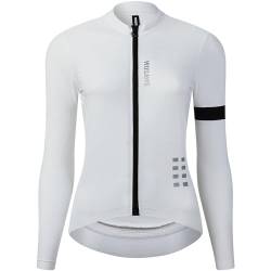 WOSAWE Damen Fahrradtrikot Langärmelig Atmungsaktiv Radtrikot Schnelltrockend Schlanke Passform Mountainbike Shirts (Weiß, S) von WOSAWE