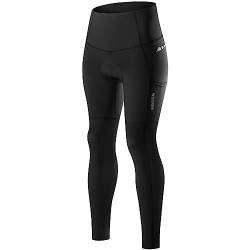 WOSAWE Damen Lange Fahrradhose Atmungsaktive Elastische Radlerhose mit Einer Hohen Dichte 3D Schwamm Sitzpolster (BH188 Schwarz L) von WOSAWE