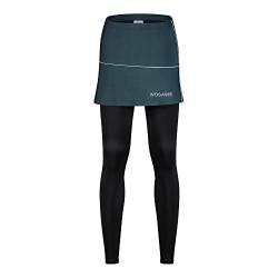 WOSAWE Fahrradhose Damen Elastische Atmungsaktive Leggings mit Röcken 3D Schwamm Sitzpolster Lang Radhose (BL110 Blau, XL) von WOSAWE