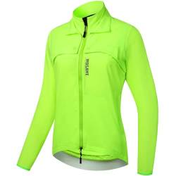 WOSAWE Fahrradjacke Herren Damen Abnehmbare Atmungsaktiv Laufweste Winddichte Radjacke mit YKK-Reißverschluss (Grün für Damen, L) von WOSAWE