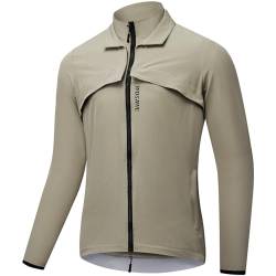 WOSAWE Fahrradjacke Herren Damen Abnehmbare Atmungsaktiv Laufweste Winddichte Radjacke mit YKK-Reißverschluss (Khaki für Herren, XL) von WOSAWE