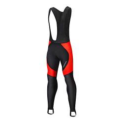 WOSAWE Herren-Fahrradhose, Thermo-Leggings Atmungsaktiv Radfahr-Hosen mit 3D Coolmax Sitzpolste Steg (Schwarz mit Rot XXL) von WOSAWE