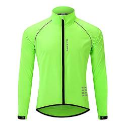 WOSAWE Herren-Fahrradjacke, Winddichte Radjacke Ultraleichte Sportbekleidung mit Reflektierendem Träger und Atmungsaktivem Mesh (Grün M) von WOSAWE