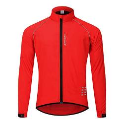 WOSAWE Herren-Fahrradjacke, Winddichte Radjacke Ultraleichte Sportbekleidung mit Reflektierendem Träger und Atmungsaktivem Mesh (Rot L) von WOSAWE