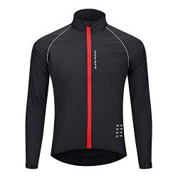 WOSAWE Herren-Fahrradjacke, Winddichte Radjacke Ultraleichte Sportbekleidung mit Reflektierendem Träger und Atmungsaktivem Mesh (Schwarz XXL) von WOSAWE