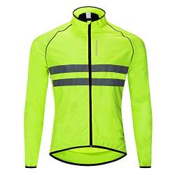 WOSAWE Herren Fahrradjacke Leicht Winddicht Radjacke Reflektierend Sportbekleidung für Radfahren, Laufen, Joggen, Wandern (Grün L) von WOSAWE