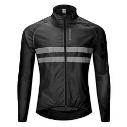 WOSAWE Herren Fahrradjacke Leicht Winddicht Radjacke Reflektierend Sportbekleidung für Radfahren, Laufen, Joggen, Wandern (Schwarz L) von WOSAWE