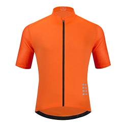 WOSAWE Herren Fahrradtrikot, Atmungsaktiv Kurzarm Radtrikot Voller Reißverschluss Radsport Bekleidung (Orange L) von WOSAWE