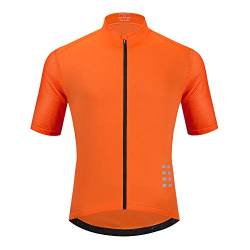 WOSAWE Herren Fahrradtrikot, Atmungsaktiv Kurzarm Radtrikot Voller Reißverschluss Radsport Bekleidung (Orange XL) von WOSAWE