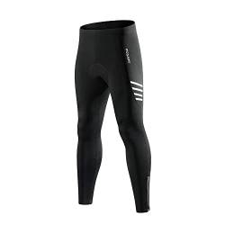 WOSAWE Herren Lang Fahrradhose Winter Thermo Radlerhose 4D Gepolsterte Radsport-Leggings (BO186 Schwarz L) von WOSAWE