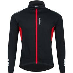 WOSAWE Herren Softshell Fahrradjacke Winter Thermo Winddichte Radjacke Fahrradbekleidung für Freizeit, Mountainbike, Laufen, Wandern, Bergsteigen (BL255 Schwarz 3XL) von WOSAWE