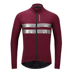 WOSAWE Herren Thermo Fleece Fahrradjacke Winter Biking Jersey Langarm Reflektierendes Bike Outfit, Rot M. von WOSAWE