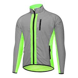 WOSAWE Reflektierende Fahrradjacke Herren Damen Winddicht Wasserabweisend Laufjacke (Jacke Grün XL) von WOSAWE