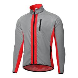 WOSAWE Reflektierende Fahrradjacke Herren Damen Winddicht Wasserabweisend Laufjacke (Jacke Rot L) von WOSAWE