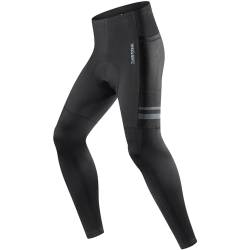 WOSAWE Winter Herren Fahrradhose, Thermo Lang Radhose 4D Gepolsterte Winddicht Radsport Leggings mit YKK Zwei Wege Reißverschluss (Neu Schwarz, L) von WOSAWE