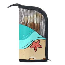 Make-up Pinsel Organizer Tasche mit 12 Make-up-Pinseln,Sommer Strand Seestern Pantoffeln,Tragbarer Make-up-Pinselhalter Set Koffer von WOSHJIUK