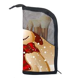 Make-up Pinsel Organizer Tasche mit 12 Make-up-Pinseln,Weihnachten schneemann Winter,Tragbarer Make-up-Pinselhalter Set Koffer von WOSHJIUK