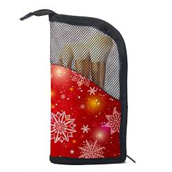 Make-up Pinsel Organizer Tasche mit 12 Make-up-Pinseln,roter Hintergrund der weihnachtsschneeflocke,Tragbarer Make-up-Pinselhalter Set Koffer von WOSHJIUK