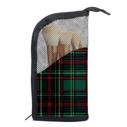 Make up Taschen für Damen,Kulturbeutel für Herren,Klassisches Schottenmuster Dunkelgrünes Gitter,Reise Kosmetiktasche von WOSHJIUK