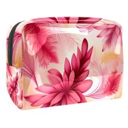 Reise Make up Tasche,Reise Kulturbeutel für Damen,Blumenbananenblätter drucken,Kosmetik Reisetasche von WOSHJIUK