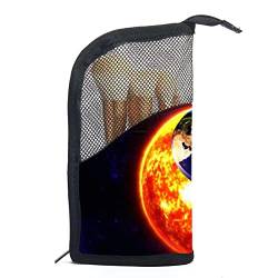 Reise Make-upbürsten Tasche,3D Yin Yang Klatsch Sonne Erde,Kosmetiktasche für Make-up-Pinsel, Etui mit 12 Make-up-Pinseln von WOSHJIUK