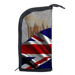 Reise Make-upbürsten Tasche,Britische Flagge im zeitgenössischen Stil,Kosmetiktasche für Make-up-Pinsel, Etui mit 12 Make-up-Pinseln von WOSHJIUK