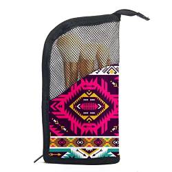 Reise Make-upbürsten Tasche,Marokko-Muster im Boho-Stil,Kosmetiktasche für Make-up-Pinsel, Etui mit 12 Make-up-Pinseln von WOSHJIUK