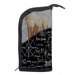 Reise Make-upbürsten Tasche,Math schwarzer Hintergrund,Kosmetiktasche für Make-up-Pinsel, Etui mit 12 Make-up-Pinseln von WOSHJIUK