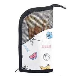 Reise Make-upbürsten Tasche,Sommer Hallo Reisen Strand,Kosmetiktasche für Make-up-Pinsel, Etui mit 12 Make-up-Pinseln von WOSHJIUK