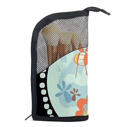 Reise Make-upbürsten Tasche,Sonne Elefant Blume Biene,Kosmetiktasche für Make-up-Pinsel, Etui mit 12 Make-up-Pinseln von WOSHJIUK