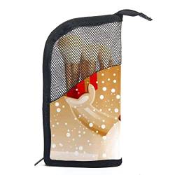 Reise Make-upbürsten Tasche,Weihnachten schneemann Winter,Kosmetiktasche für Make-up-Pinsel, Etui mit 12 Make-up-Pinseln von WOSHJIUK