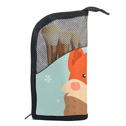 Reise Make-upbürsten Tasche,Winter-Cartoon-Fuchs,Kosmetiktasche für Make-up-Pinsel, Etui mit 12 Make-up-Pinseln von WOSHJIUK