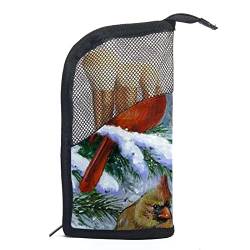 Reise Make-upbürsten Tasche,Winter roter Vogel Schnee,Kosmetiktasche für Make-up-Pinsel, Etui mit 12 Make-up-Pinseln von WOSHJIUK