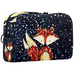 Reisekosmetiktasche,kleine Make-up-Tasche für Frauen,Fuchs Winter Wald Schnee,Kosmetik-Organizer-Tasche mit Reißverschluss von WOSHJIUK