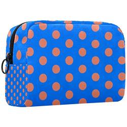 Reisekosmetiktasche,kleine Make-up-Tasche für Frauen,Orange Tupfen,Kosmetik-Organizer-Tasche mit Reißverschluss von WOSHJIUK