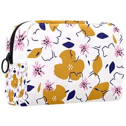Reisekosmetiktasche,kleine Make-up-Tasche für Frauen,Vektor Blumenmuster gelb,Kosmetik-Organizer-Tasche mit Reißverschluss von WOSHJIUK