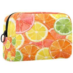 Reisekosmetiktasche,kleine Make-up-Tasche für Frauen,aquarell orange und Zitrone,Kosmetik-Organizer-Tasche mit Reißverschluss von WOSHJIUK