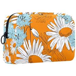 Reisekosmetiktasche,kleine Make-up-Tasche für Frauen,gänseblümchen Blume Pflanze gelb,Kosmetik-Organizer-Tasche mit Reißverschluss von WOSHJIUK