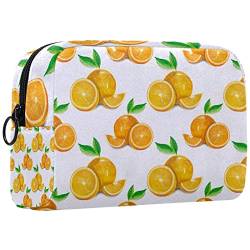 Reisekosmetiktasche,kleine Make-up-Tasche für Frauen,orangen Obst Blumen,Kosmetik-Organizer-Tasche mit Reißverschluss von WOSHJIUK