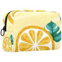 Reisekosmetiktasche,kleine Make-up-Tasche für Frauen,orangen Tropische blätter Zitrone,Kosmetik-Organizer-Tasche mit Reißverschluss von WOSHJIUK