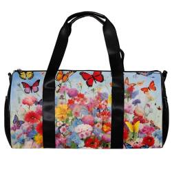 Reisetasche,Herren Sporttasche,Damen Sporttasche,Blumen und Schmetterlingsgarten,Sporttasche von WOSHJIUK