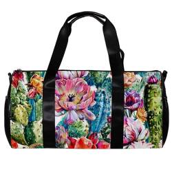 Sporttaschen für Damen,Reisetasche für Reisen,Aquarell Kaktusblüte,Sporttasche für Herren von WOSHJIUK