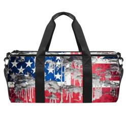 Sporttaschen für Damen,Reisetasche für Reisen,Vintage amerikanische Flagge an der Wand,Sporttasche für Herren von WOSHJIUK